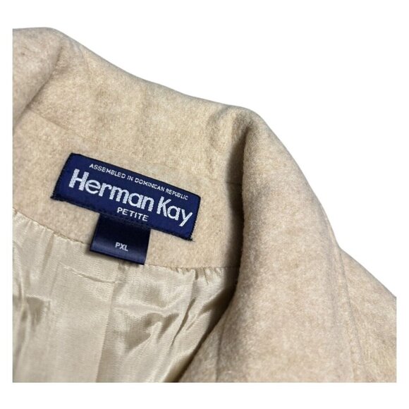 HERMAN KAY Vintage Wool Business Casual Winter Coat With SCARF Womens Petite XL - Picture 3 of 5